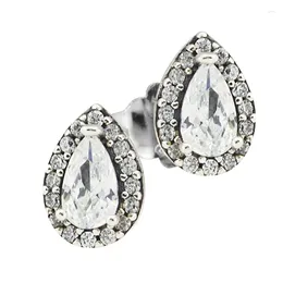 Stud Earrings Radiant Teardrops 925 Sterling Silver Clear CZ Water Drop Shape For Women Jewellery Bijoux Femme