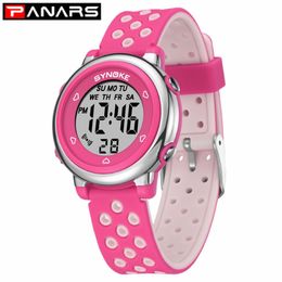 PANARS 2019 Kids Colourful Fashion Children's Watches Hollow Out Band Waterproof Alarm Clock Multi-function Watches for Studen233w