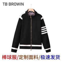 Men's Jackets TB Autumn/Winter New Baseball Suit Mens English Style Baseball Coat Casual Zipper Cardigan