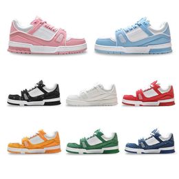 Luxury Designer Casual Shoes Embossed Trainer Sneakers Triple White Pink Sky Blue Black Green Yellow Low Brand Mens Women Virgil Trainers
