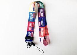 Trump 2020 Lanyard Keys Holder Straps US Flag Striped Print Cellphone Lanyard ID Card Neck Strings Key Chains Chest Straps key rin8008064