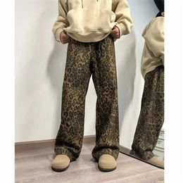 Jeans da uomo stampati leopardati moda uomo retrò vintage streetwear hip-hop pantaloni larghi in denim da uomo a gamba larga 125 510