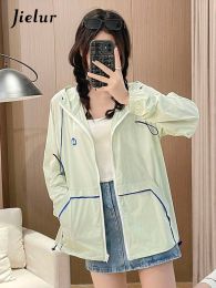 Trench Jielur New Simple Basic Fashion Trench Woman Casual Loose Trench Women Gray Light Green White Street Longsleeved Top Female