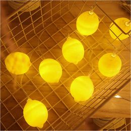 Led Strings Brelong Led Lemon Light String Holiday Decoration Small Lantern Network Red Ins Lights Store Layout Flashing Batter Drop D Dhsht