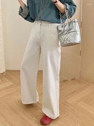 Women's Jeans GUUZYUVIZ White Loose Denim Wide Legs Pants Women 2024 Korean Fashion Casual High Waist Wash Opaque Baggy Femme