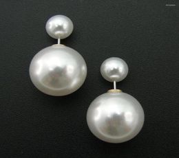 Stud Earrings Selling Silver Plated White Double Side Shining Pearl For Women Engagement Wedding Gift4026042