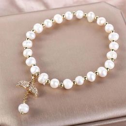 Charm Bracelets Korean Girls Charms Temperament Women Crystal Pendant Whale Fishtail Beads Pearl Bangles