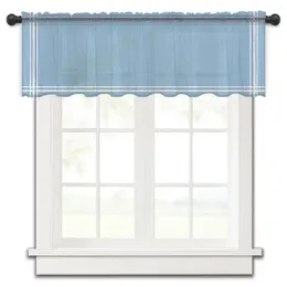 Curtain Sky Blue Short Sheer Window Tulle Curtains For Kitchen Bedroom Home Decor Small Voile Drapes