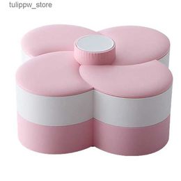 Bento Boxes Candy And Nut Container 6-Compartment Petal-Shaped Plastic Food Storage Lunch Double-Layer Storage Box With Lid L240307