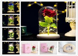 Rose Lasts Forever With Led Lights In Glass Dome Valentine039s Day Wedding Anniversary Birthday Gifts Party Decoration 5 Colors7789288