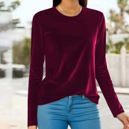 Women's T Shirts Velvet Top Long Sleeve Women Solid Colour Ladies Blouses Plus Size Sweatshirts For Casual Tops Soft