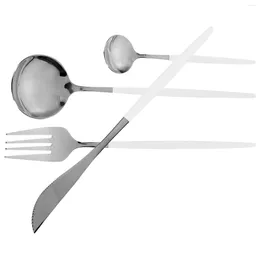 Dinnerware Sets Tableware Forks Spoons Kit Flatware Reusable Silverware Serving Utensils Suite Eating Stainless Steel Cutlery Steak