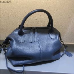 Messenger Bags Soft Cowhide Lady Small Womens Genuine Leather Handbag Shoulder Messenger Bags for Women 2021 Fashion Tote Purse Black BlueL2403