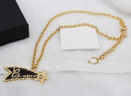 Luxury quality charm pendant necklace with star shape with enamel words design in 18k gold plated have box stamp PS3076B