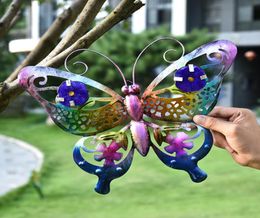 Stained Beautiful CutOut Metal 3D Butterfly Metal Frog Wall Art Indoor Outdoor Ornaments Scrolling Antennae with Hook Hanging Y012779853