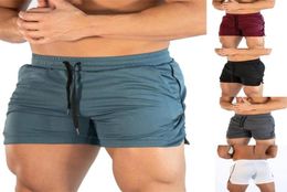 Men Solid Elastic Waist Workout Training Shorts Pants Running Sweatshorts with Drawstring Sports Casual Fitness Shorts2106107