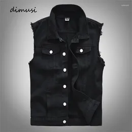 Men's Vests DIMUSI Vintage Design Mens Denim Retro Sleeveless Jackets Men Ripped Hole Jean Work Waistcoats Hunting Clothing