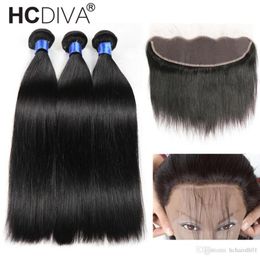 8A Mink Brazilian Straight Hair 13x4 Lace Frontal Closure with Bundles Human Hair with Ear to Ear Lace Frontal Closure Part P6249245