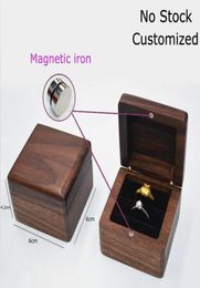 Jewelry Box Creative Wooden Ring Earring Boxes Pendant Storage Cases Black Walnut Solid Wood Case YL2976118196