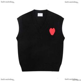 Ami Hoodie Amis Vest Sleeveless Sweater V Neck Paris Fashion Knit Jumper High Street Sweat Winter AM I Heart Coeur Love Jacquard Amisweater Amis Paris 397