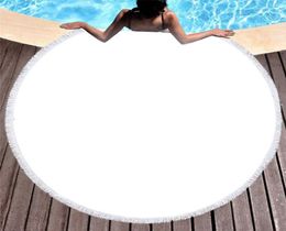 Custom Microfiber Round Beach Towel Yoga Mat Sunscreen Shawl Wrap Mat Picnic with Tassels and Without Tassels 150cm Home Customiza8371307