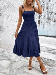 Dress Women's Summer Sleeved Off Shoulder Dress Sling Sexy Midi Dress For Women 2023 Soild O Neck Dresses Party Wear Casual Chic 2023