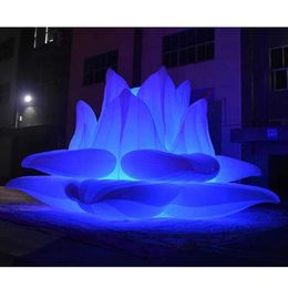 4/5/6M Big Opening Inflatable Lotus Flower Floating On The Water Party Decor Beautiful White Flower With Led Lightsfor Event Decoration