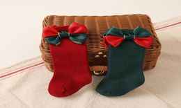 Leggings Tights Pudcoco 2 Pairs Kids Christmas Socks MidCalf Length With Bowknot Decoration For Toddlers Girls Boys 04 Years9708118