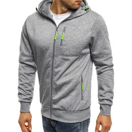 Hooded Coats Casual Zipper Sweatshirts Men Women Zip Up Hoodie Warm Fleece Black Grey Tracksuit Drawstring Pocket Colthing 240226