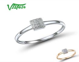 VISTOSO Pure 14K 585 Rose White Gold Sparkling Diamond Delicate Square Ring For Women Anniversary Engagement Trendy Fine Jewellery 26843807