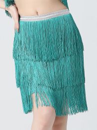 Skirt Turquoise Fringe Bodycon Pencil Skirts Elastic Waist Women Stretch Sheath Mini Tassel Skirt Ladies Slim Jupe Saias Faldas