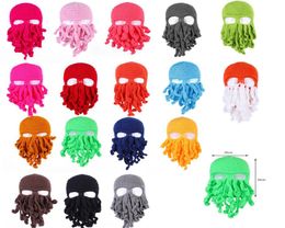 Novelty Handmade Funny Tentacle Octopus Hat Crochet Cthulhu Beard Beanie Men039s Women039s Knit Wind Mask Cap Halloween Anim7464348