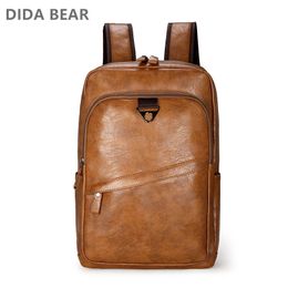 Men Backpack PU Leather Bagpack Large Laptop Backpacks Male Mochilas Casual Schoolbag For Teenagers Boys High Quality Rucksack 240229