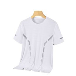 Ice Silk Short Sleeved T-shirt for Men's Summer Thin Mesh Breathable Quick Drying Sports, Fitness, Running, Dad's Summer Clothes