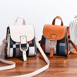 School Bags 2024 Fashion Women's Plaid Backpack High Quality Leather Bag Capacity Travel Handbag