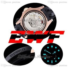 EWF YM 40mm 126655 A3235 Automatic Mens Watch Rose Gold Ceramics Bezel Black Dial 904L Steel Oysterflex Rubber Strap Super Edition297m