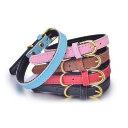Dog Collars & Leashes Update Gold Pin Buckle Dog Collar Adjustable Fashion Leather Collars Neck Dogs Supplies Black Red Drop Delivery Dhdwi