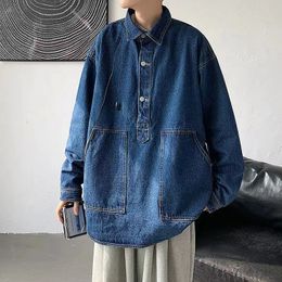 Mens Loose Oversized Denim Jackets Fashion Trend Outerwear Streetwear Work Pullover Boys Cowboy Coats Clothes Size S-2XL 240301