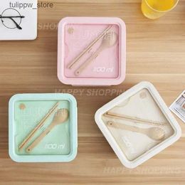 Bento Boxes Kawaii Lunch Box For Kids School Adults Office Wheat Straw Cute Microwave Picnic Portable Big Bento Box With Spoon Chopsticks L240307