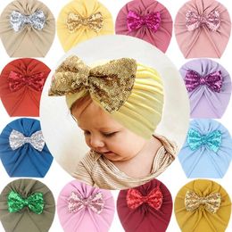 Berets Baby Hats Winter Hat Cap Sequin Bow Children's Knitted For Warmth In Autumn And