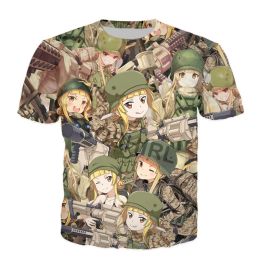 T-shirt SOSHIRL Kawaii Anime Girl T Shirt Camouflage Soldier Tshirt Funny Women Summer Streetwear Harajuku Shirt Unisex Classic Tops