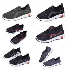 New Soft Sole Anti slip Middle and Elderly Foot Massage Walking Shoes, Sports Shoes, Running Shoes, Single Shoes, Men's and Women's Shoes grey black cotton 38