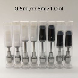 0.5ml 0.8ml 1.0ml Vape Cartridge PVC Tube Packaging 510 Thread Ceramic Cartridges Empty 2.0mm Thick Oil Holes Cart Plastic Tubes OEM Stickers Available