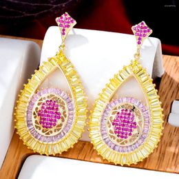 Dangle Earrings GODKI Famous Yellow Charms Waterdrop Trendy Women Cubic Zircon Drop Earring For Wedding Party Accessories