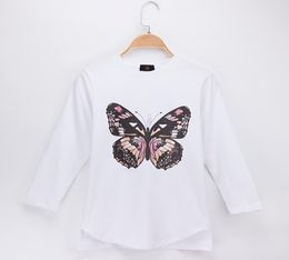 2018 New Product Kids Clothes Children Tshirt Butterfly Print Full 100 Cotton Child Long T Shirts Girl Shirt Baby Tops Teen Tee 2332620