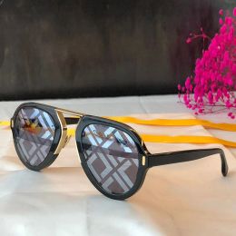 Metal top beam Sunglasses Classical Designer Round Brown Lens print Glasses Men Women flight Sun glasses FM0104 luxury UV400 Eyewear Sunnies Frame Cycling Adumbral