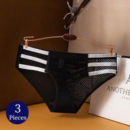Women's Panties TrowBridge 3PCS/Set Fashion Mesh Female Underwear Hollow Out Sexy Lingerie Breathable Briefs Sport Cozy