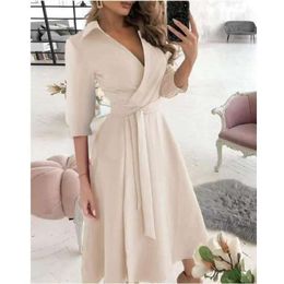 Designer women's clothing spring and summer fashion long sleeve V-neck printed buttocks dress for women sexy slim fitting dress maxi dress long sleeves U1UT