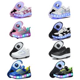 Children's violent walking shoes, boys and girls, adult explosive walking shoes, double wheeled flying shoes, lace shoes, and wheeled shoes, roller skates child 31