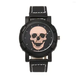 Wristwatches Cross-border High-grade Skull Gun Black Series Male Business Quartz Belt Watch Wholesale